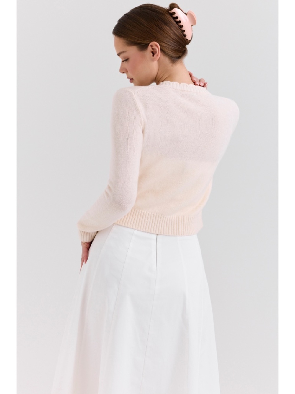NEW House of CB Anjou 100% Wool Rose Embroidered Cardigan Small - Picture 12 of 17